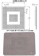 Stencil for component BGA696 (I/O Count 696; Pitch 1mm; Body Size 31mm)