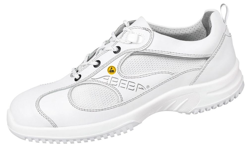 ESD Shoes, Smooth leather with breathable textile inlays, White
