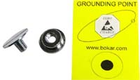 Male, easy mount, 10mm  mat grounding point with ESD sign label. Mounts with use of flat scredriver in a matter od seconds.                                             