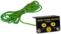 Dual banana jack wrist strap grounding system with 1 Mohm resistor and 10' cord
